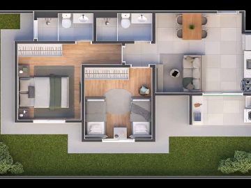 Garden 2 dormit�rios com su�te - 78,74 m�