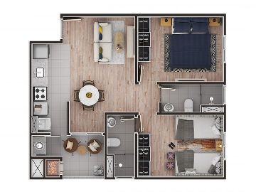 61,95 m� - planta 3