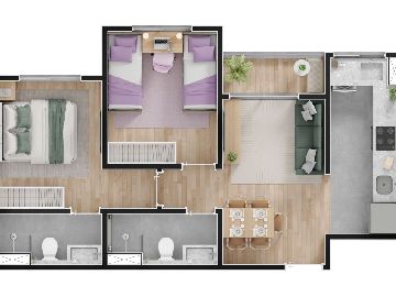 Planta 2 dorm | Su�te - 49 m�