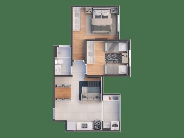 2 dormit�rios - 43,58 m�