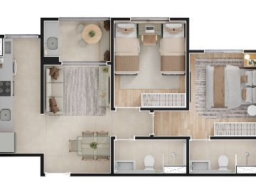 Planta 2 dorm | Su�te - 50 m�