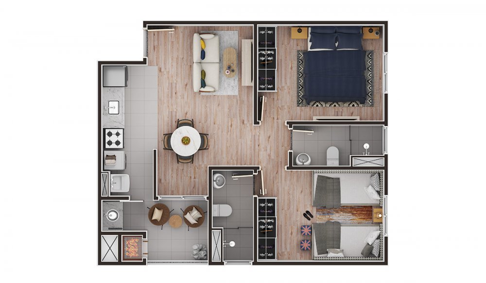 61,95 m² - planta 3