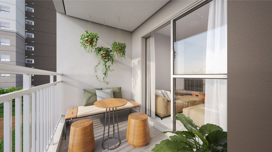 Perspectiva varanda 2 dorm