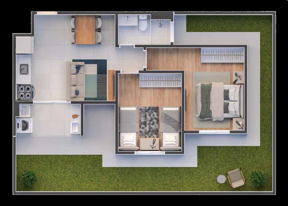 Garden 2 dormit�rios - 78,34 m�